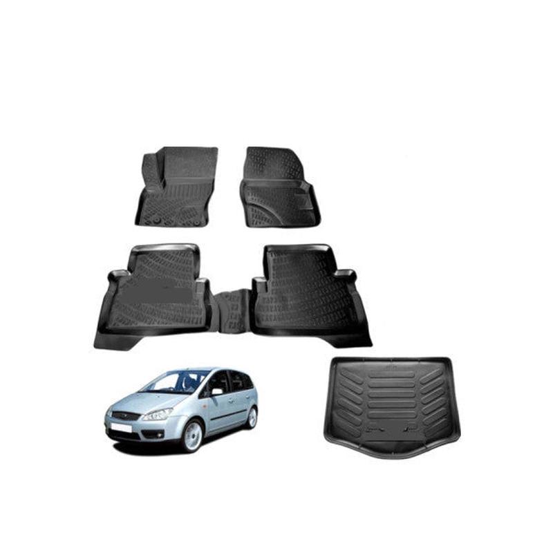 Floor Mats and Cargo Liner for Ford C-Max 2003-2009 3D Black Car Set