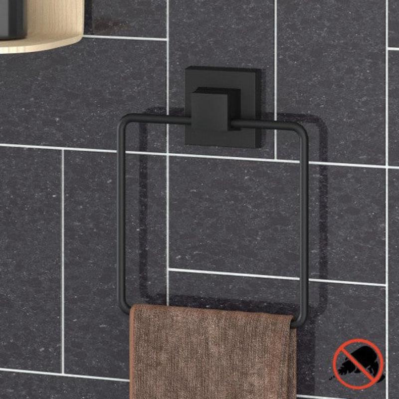 Teknotel Easyfix Adhesive Square Towel Holder Matte Black Ef234