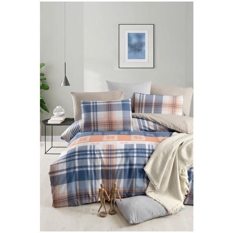 Double Duvet Cover Set With Fitted Sheet Plaid