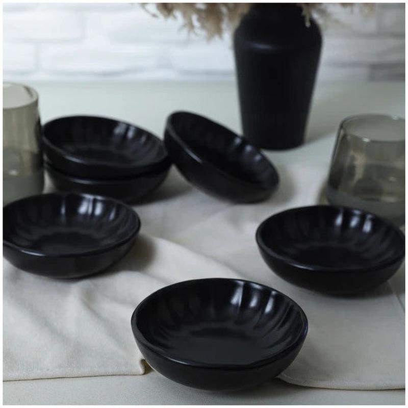 Keramika Matte Black Sirius Snack / Sauce Bowl 12 Cm 6 Pieces 956