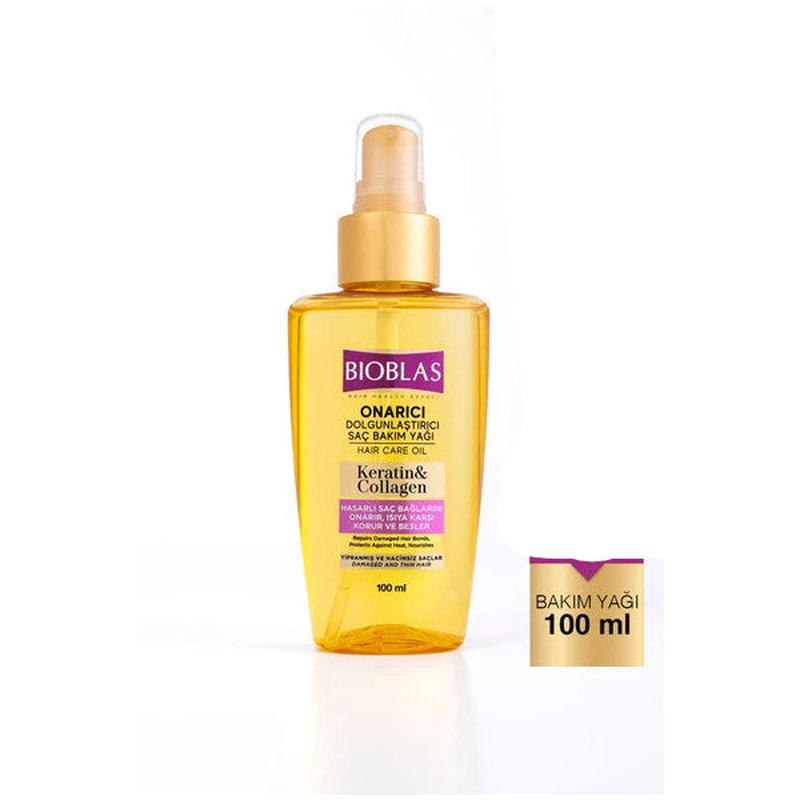 Bioblas Keratin & Collagen Repairing Plumping Hair Care Oil 100 Ml For Thin, Damaged Hair