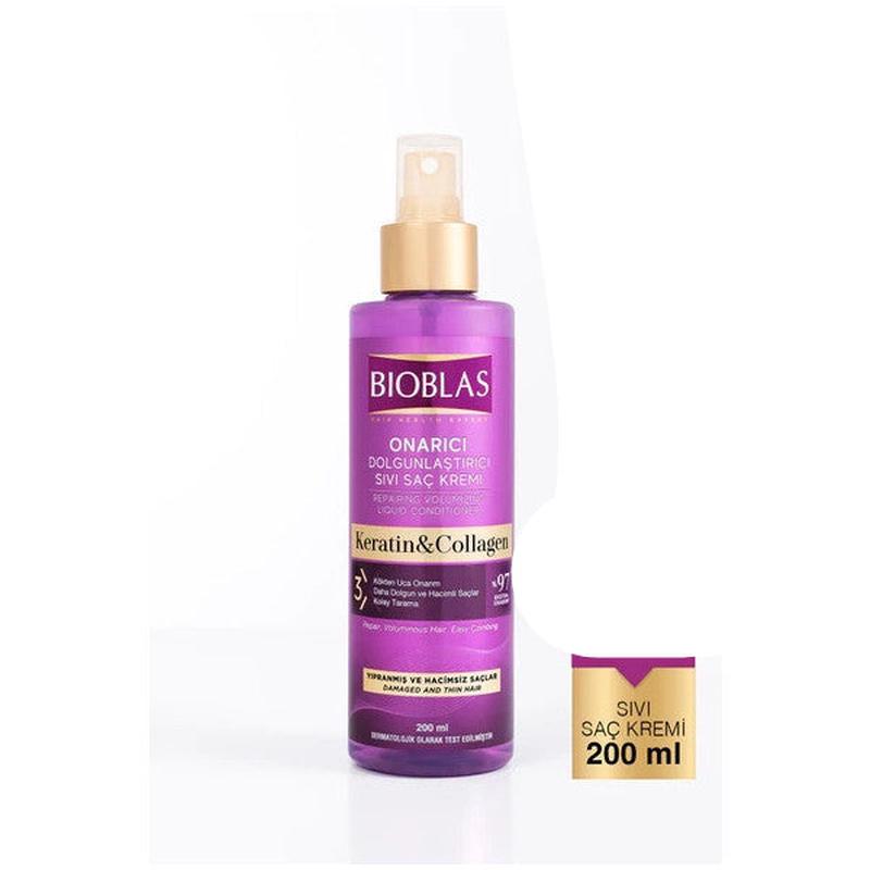 Bioblas Liquid Hair Conditioner Collagen Keratin 200 Ml - Anti-Loss Volume & Plump