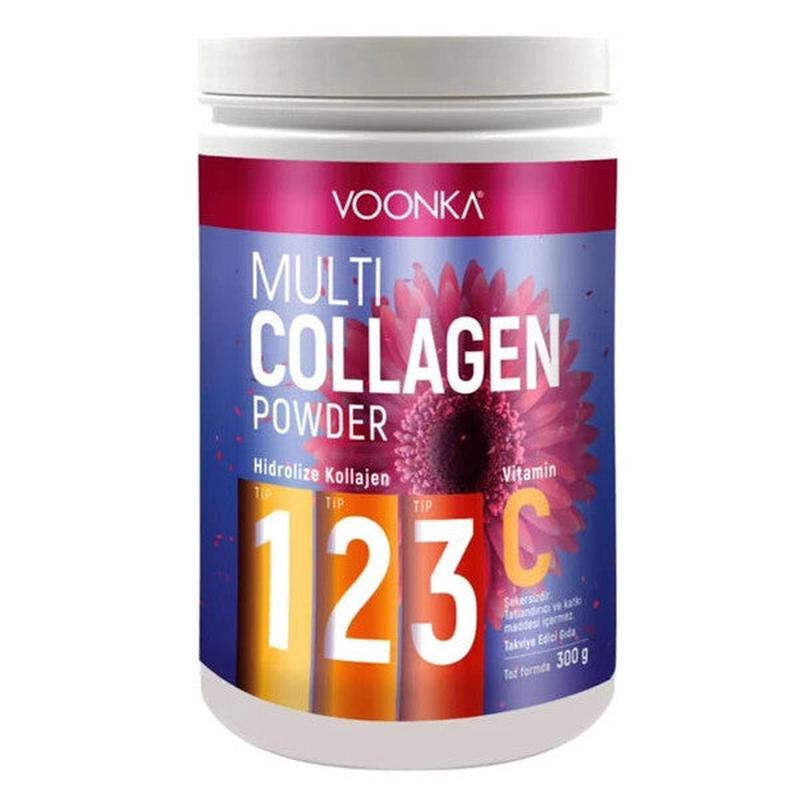 Voonka Multi Collagen Powder Hydrolyzed Collagen Type 1 2 3 Vitamin C 300 Gr