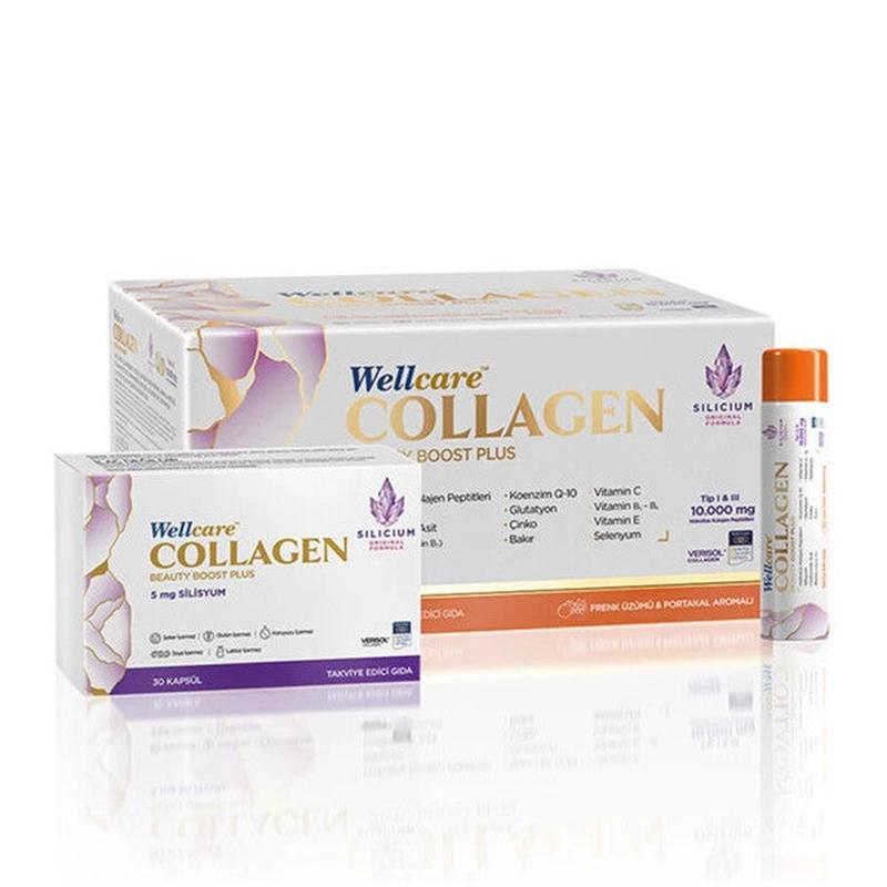 Wellcare Collagen Beauty Boost 10,000 Mg 30 Tubes And 30 Capsules (Blackcurrant And Orange Flavor)