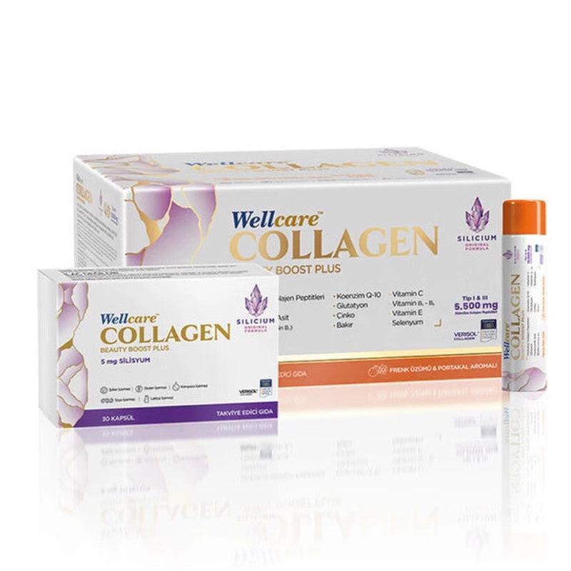 Wellcare Collagen Beauty Boost 5.500 Mg 30 Tubes And 30 Capsules (Blackcurrant And Orange Flavor)
