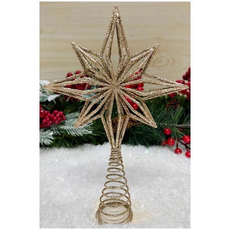 Beyss Christmas Pine Tree Ornament Top Star North Star Metal Gold 25 Cm