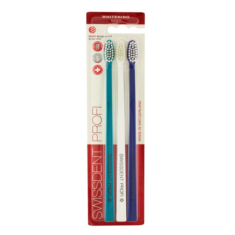Swissdent Whitening Soft Marine Tootbrushes (green, white, dark blue) 3 pcs