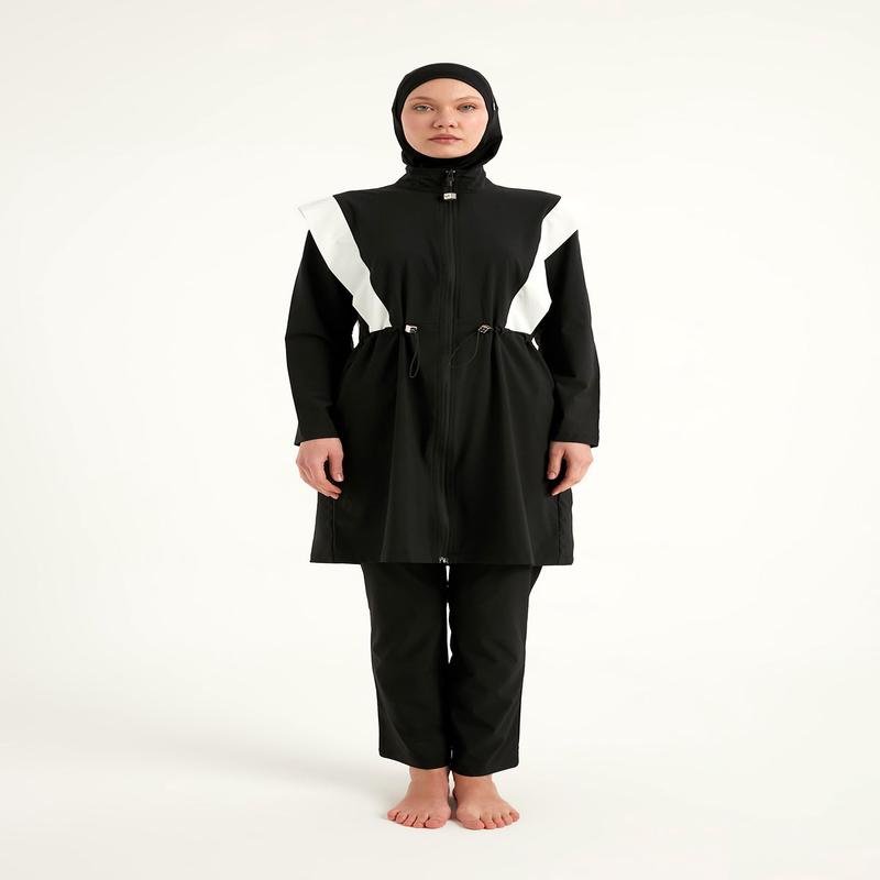 Black Adjustable Waist Modest Burkini Set M2526-1