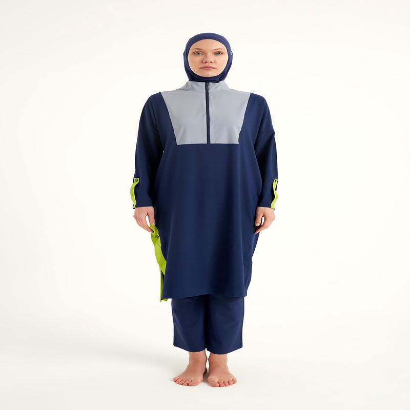 Navy Full Coverage Modest Swimsuit Burkini With Adjustable Fit M2527-3