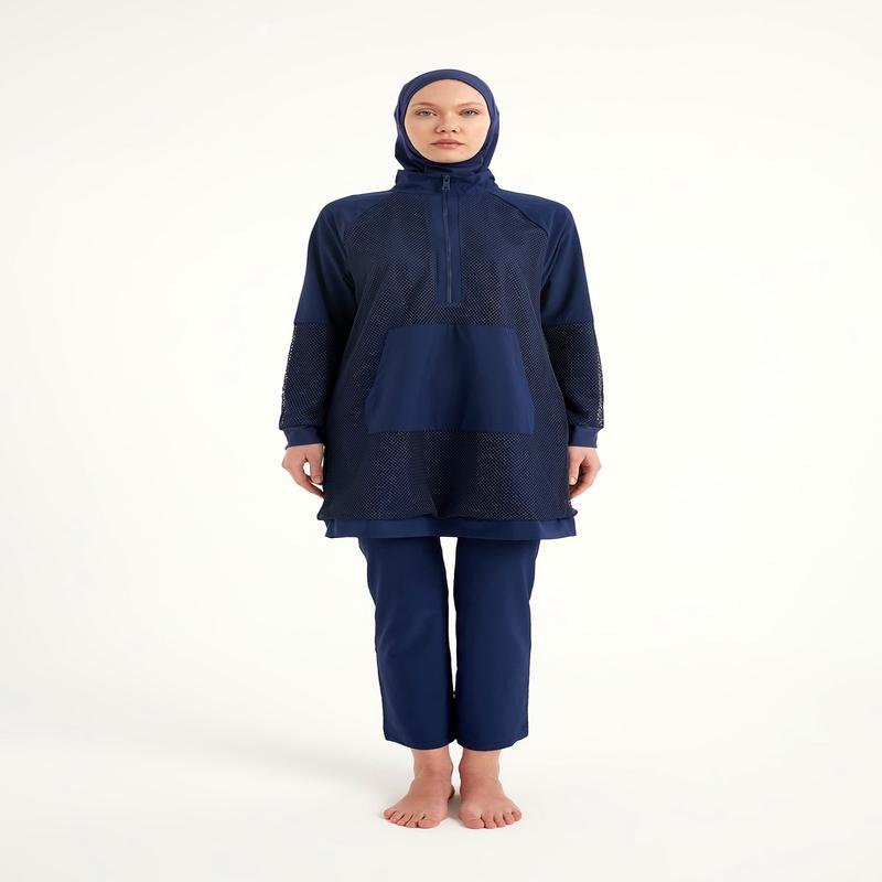 Navy Full Coverage Modest Swimwear Burkini Set M2534-2