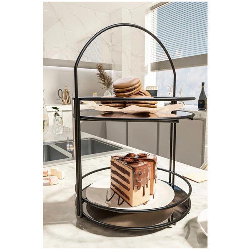 Bino Serving Presentation Treats Black Large Luxury 2 Tier 40Cm Organizer Kitchen Organizer Cake Stand