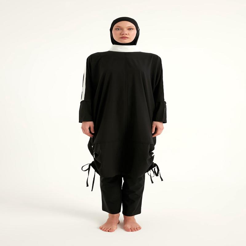 Black Full Coverage Modest Swimwear Burkini Set M2521-3