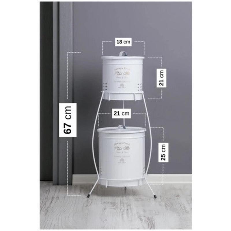 2-Layer Eco White Metal Potato Onion Storage Bucket With Lid Vegetable Storage Container For Wedding