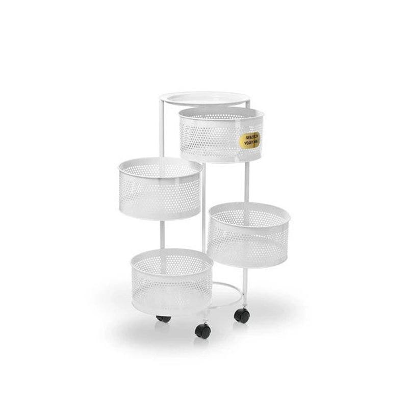 White 4-Tier Side-Opening Wheeled Potato & Onion Basket Fruit And Vegetable Storage Crisper, Balcony Shelf
