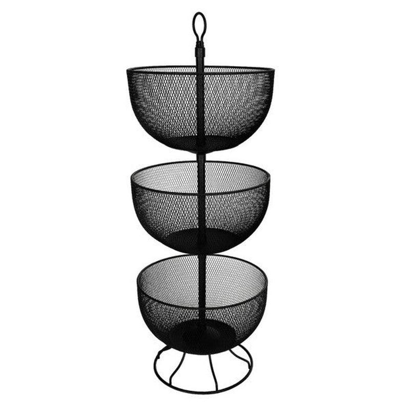 Viana 3-Layer Metal Decorative Vegetable Rack Black - Fruit Potato Onion Stand Shelf