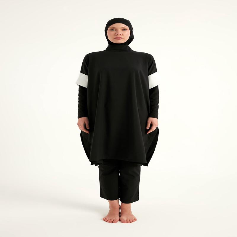 Black Burkini Set Full Coverage Modest Islamic Swimwear M2502