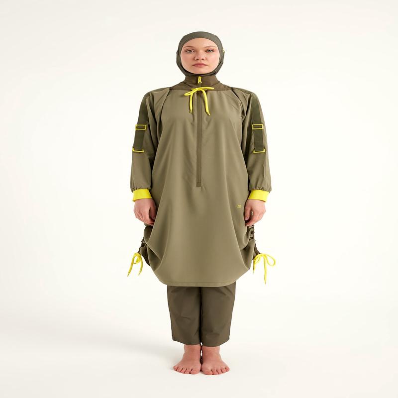 Khaki Full Coverage Swimwear Burkini Set M2524
