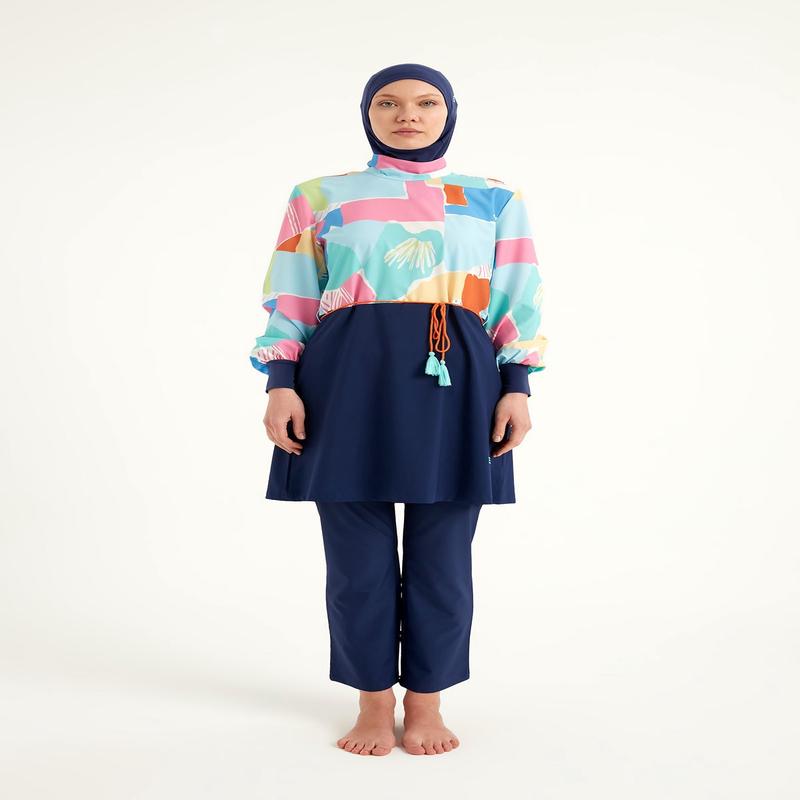 Navy Blue Full Coverage Islamic Swimwear Burkini Set M2511