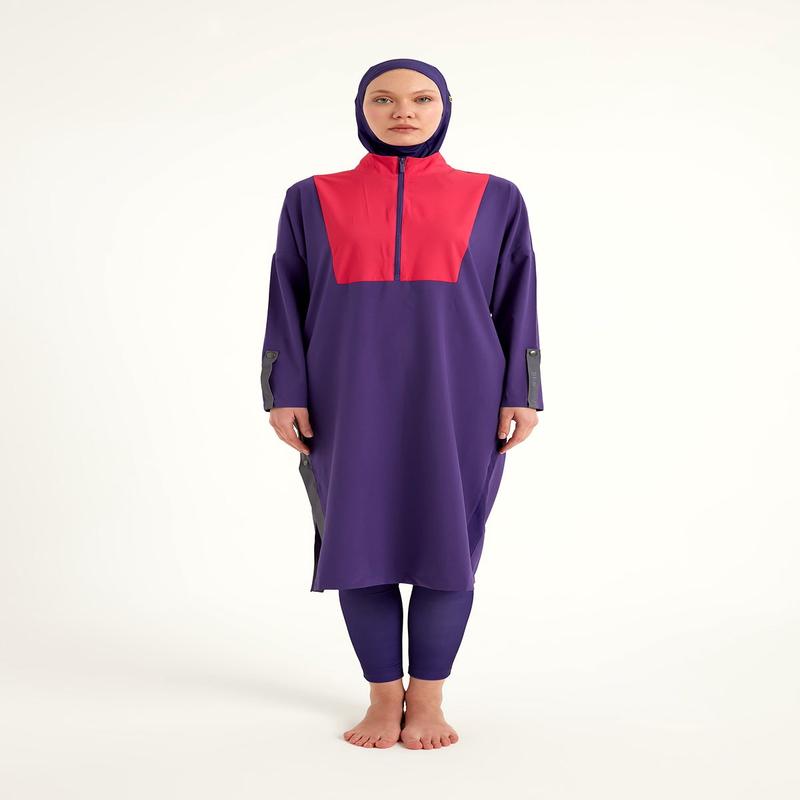 Purple Full Coverage Modest Swimwear Burkini Set M2527-2
