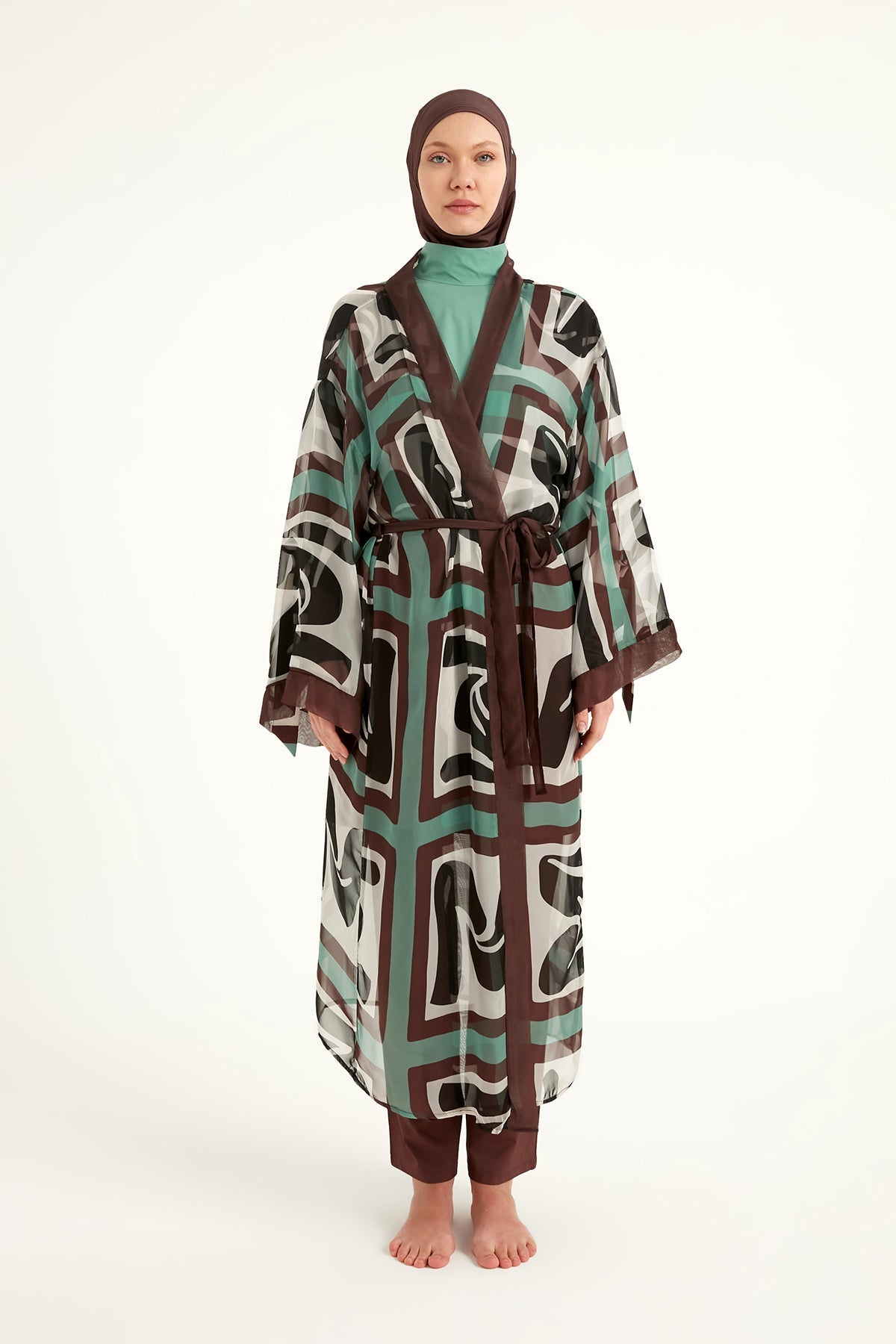Silky Full Coverage Modest Kimono Marina P2510 Brown