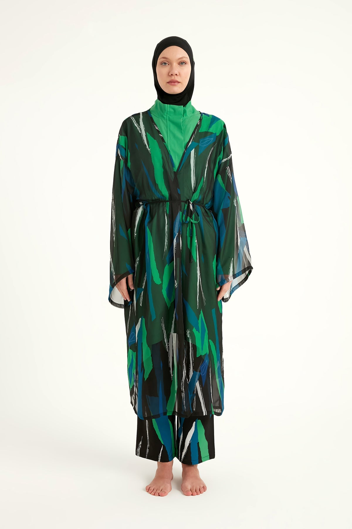 Silky Modest Full Coverage Kimono Lightweight Elegant Swim Cover P2503-1