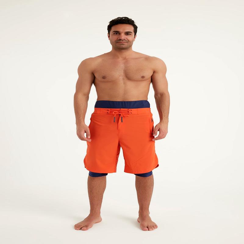 Marina Orange Modest MenS Swim Shorts - S2505-3