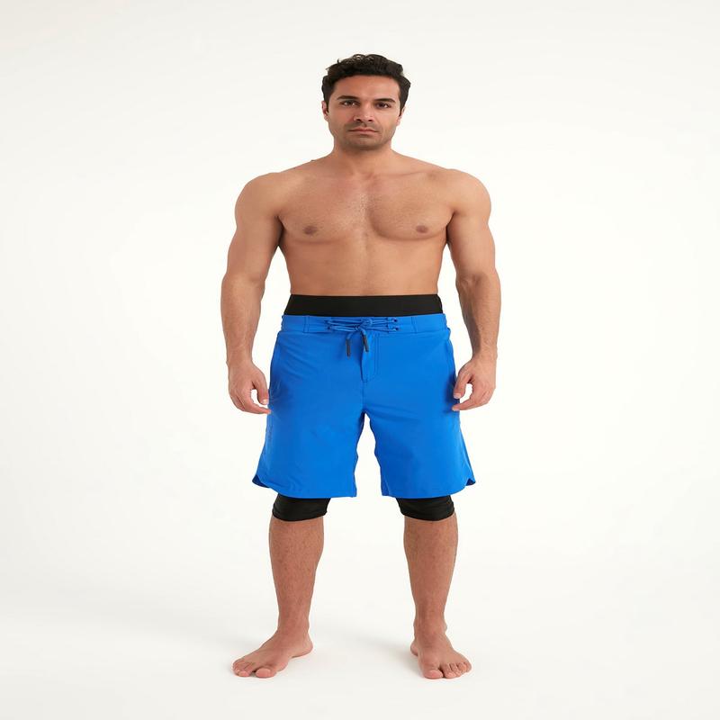 Marina Sax Blue Modest MenS Swim Shorts - S2505-2