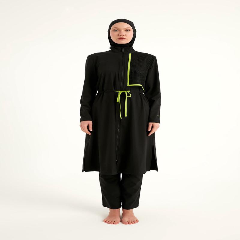 Black Full Coverage Modest Swimwear Burkini Set M2506-1