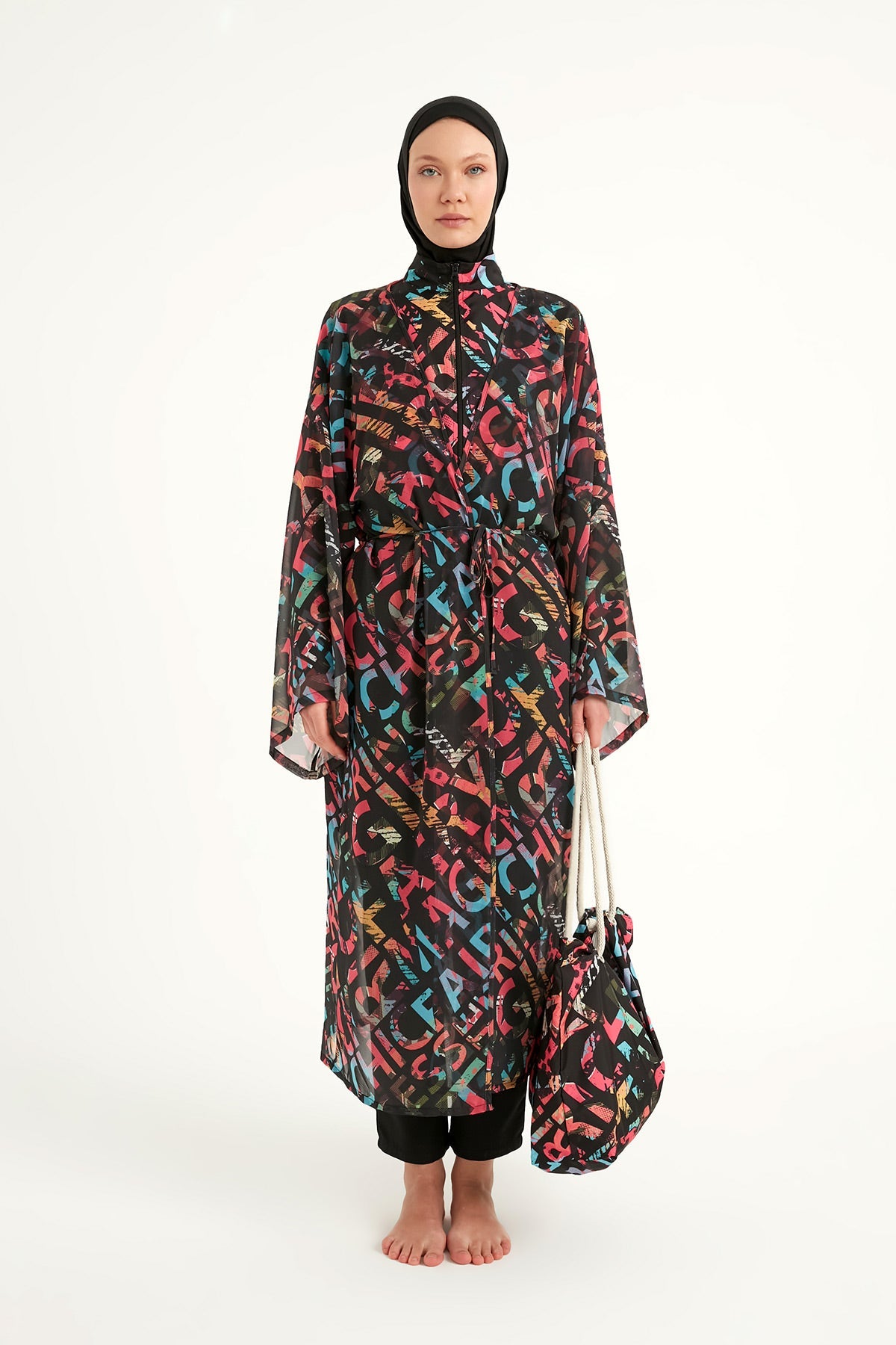 Rivamera Graphic Print Beach Kimono - Rp2507