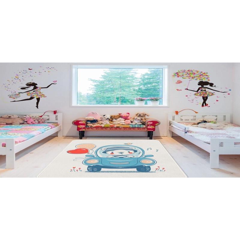Digitally Printed Children's Room Carpet With Little Bear Motif