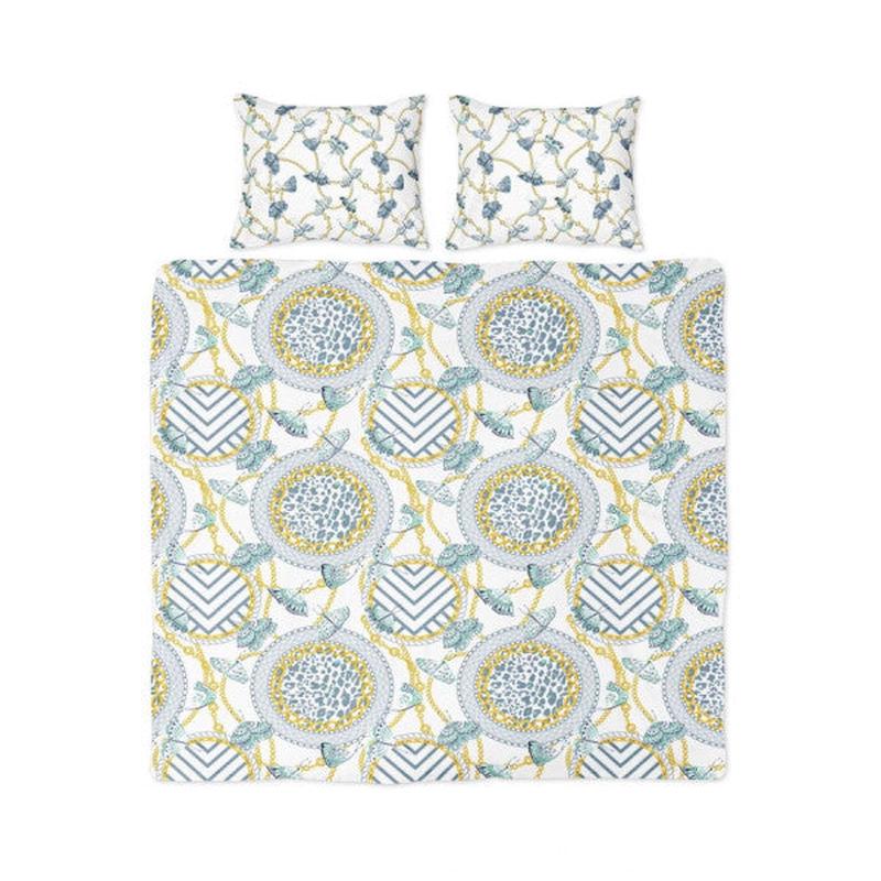 Blue Patterned Double Duvet Cover Set
