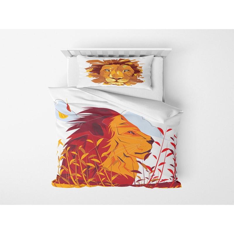 3D Digital Print Micro Satin Single Duvet Cover Set Lion Patterned | Bedding Set, Bedroom Decor