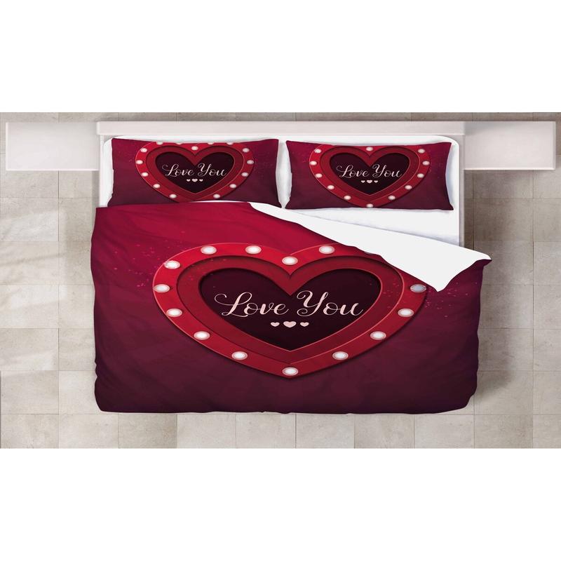 Love You 3D Digital Printing Double Duvet Cover Set | Duvet Cover And 2 Pcs Pillowcases | Bedding Set, Bedroom Decor