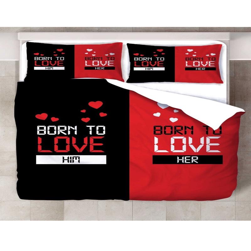 Born To Love 3D Digital Printing Double Duvet Cover Set | Duvet Cover And 2 Pcs Pillowcases | Bedding Set, Bedroom Decor
