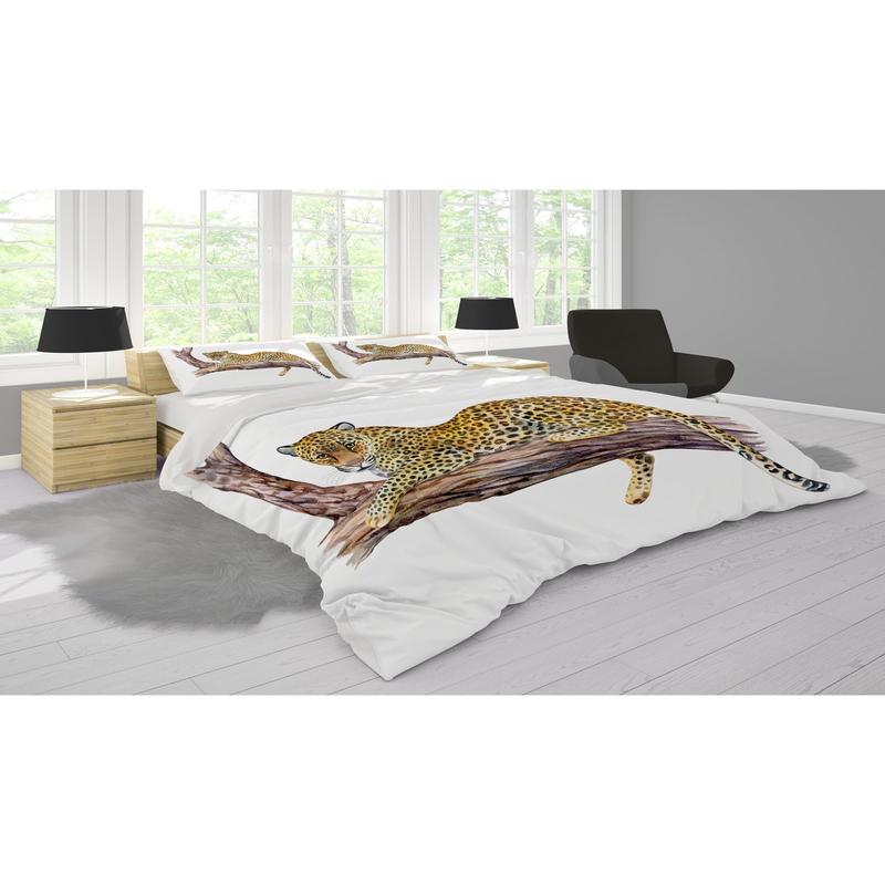Leopard 3D Digital Printing Double Duvet Cover Set | Duvet Cover And 2 Pcs Pillowcases | Bedding Set, Bedroom Decor