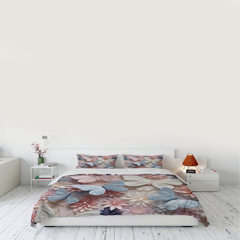 3D Digital Print Butterfly Patterned Double Duvet Cover Set - Without Sheets | Bedding Set, Bedroom Decor