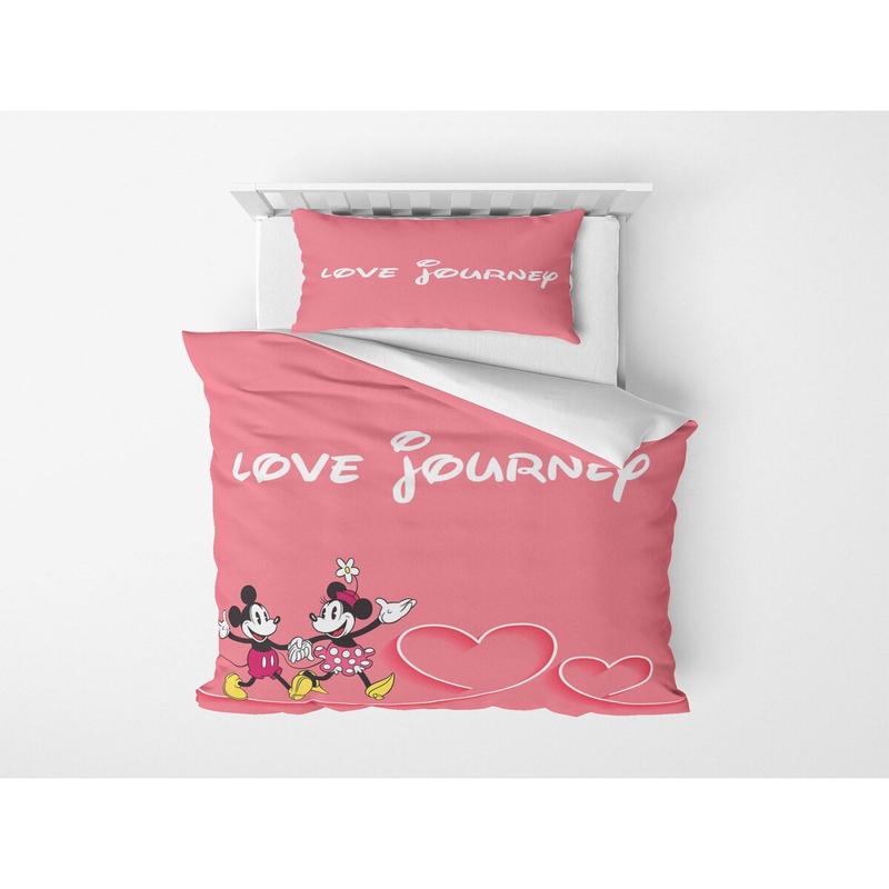 3D Digital Print Micro Satin Single Duvet Cover Set Minnie And Mickey 6 Patterned