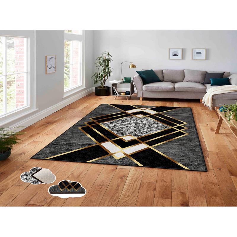 3D Digital Printing Geometric Pattern Non Slip Base Carpet | Washable & Stain Resistant | Cozy Home Decor Gift