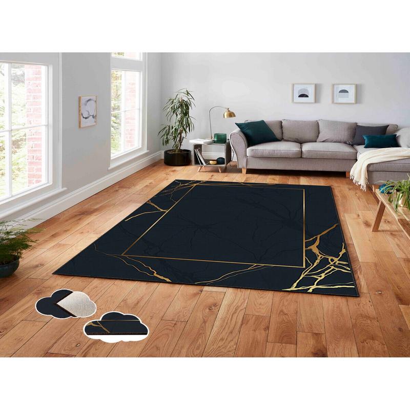 3D Digital Printing Marble Patterned Non Slip Base Carpet | Washable & Stain Resistant | Cozy Home Decor Gift