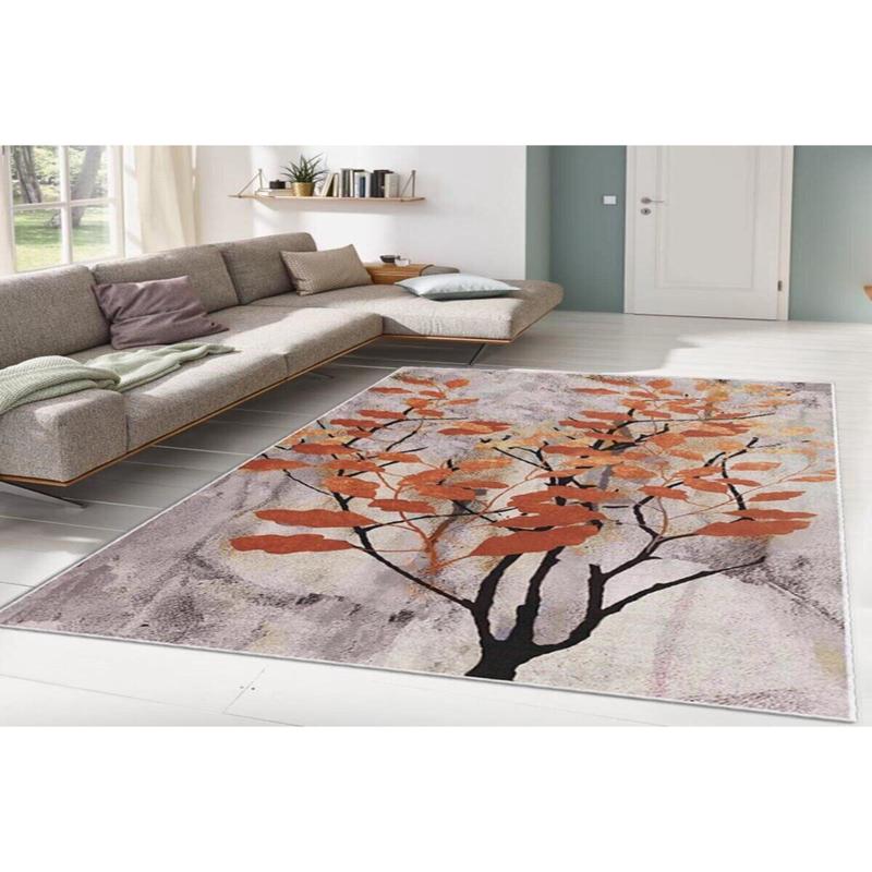 Antique Orange Leafy Tree Digital Printed Carpet