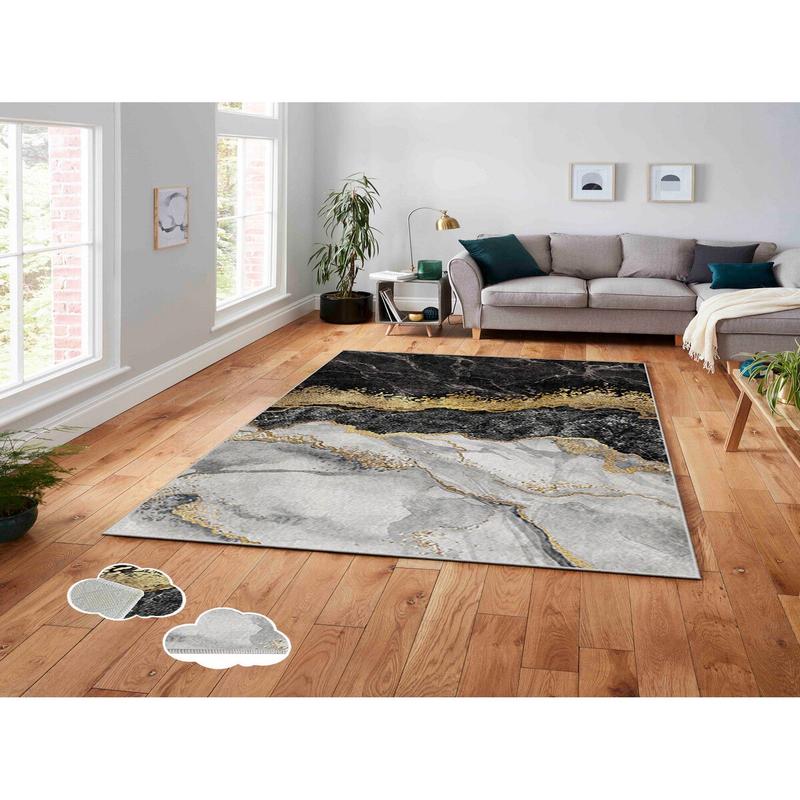 3D Digital Printing Marble Pattern Non Slip Base Carpet | Washable & Stain Resistant | Cozy Home Decor Gift