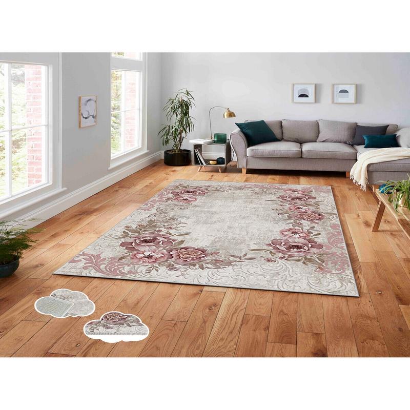 3D Digital Printing Floral Patterned Non Slip Base Carpet | Washable & Stain Resistant | Cozy Home Decor Gift