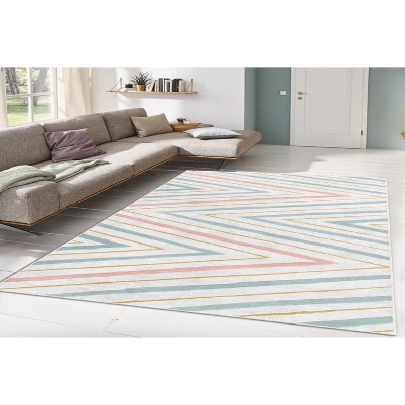 Colorful Zigzag Patterned Digital Printed Carpet