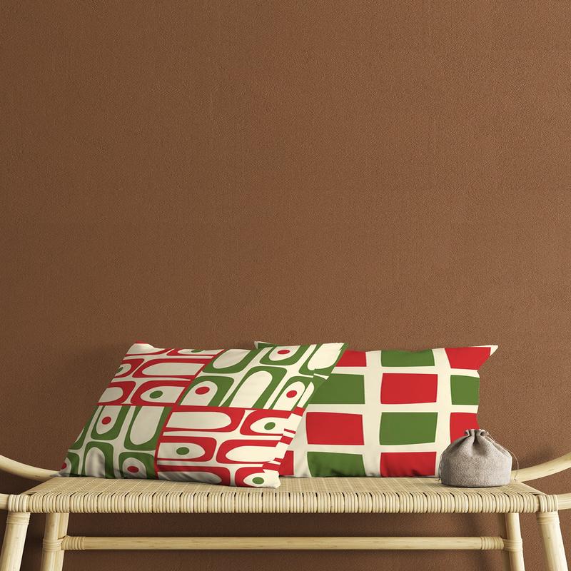 Green And Red Square Patterned Digital Print Double-Sided Decorative Gift Pillow Case 2 Pcs