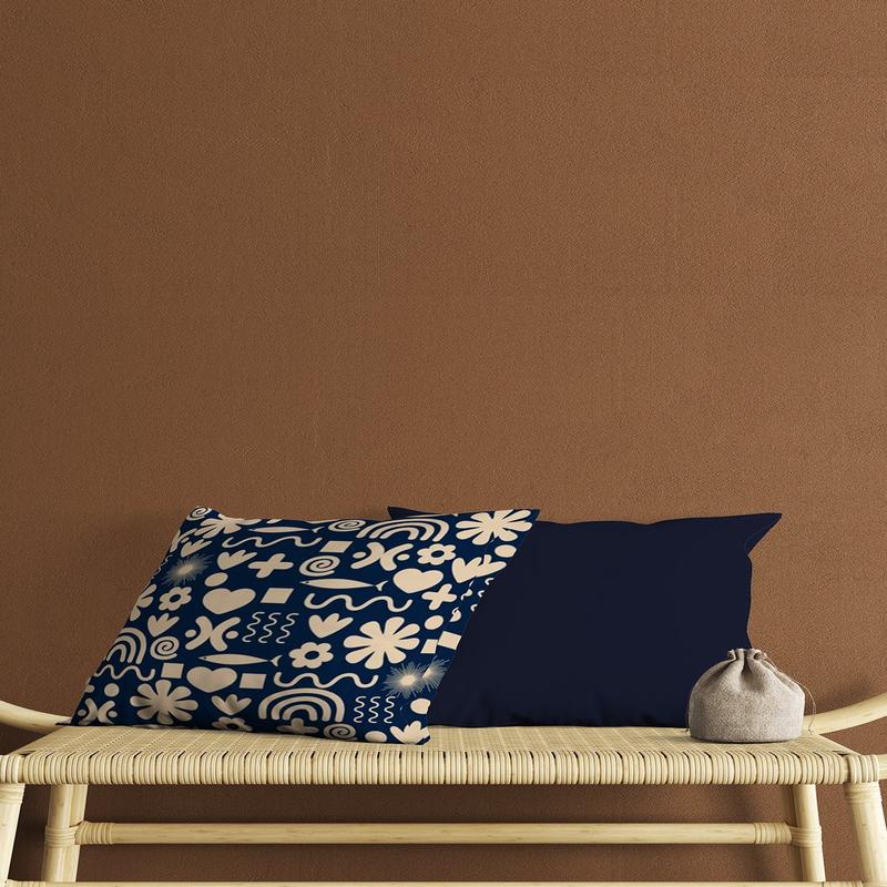Navy Blue And Beige Small Shapes Digital Print Double-Sided 2 Pcs Cushion Cover