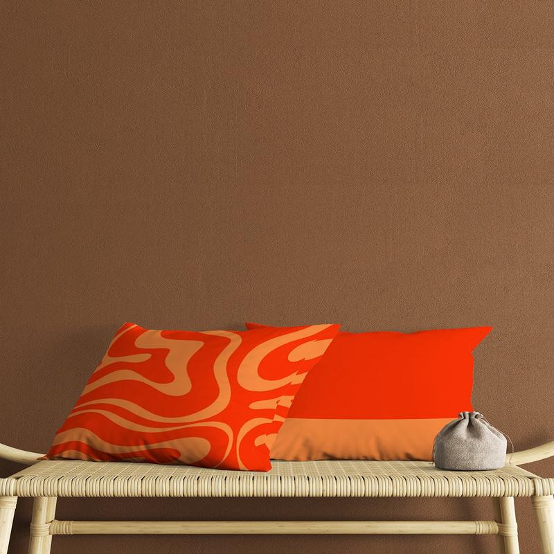 Orange Shaped And Striped Patterned Digital Print Double-Sided Gift Pillow Case 2 Pcs