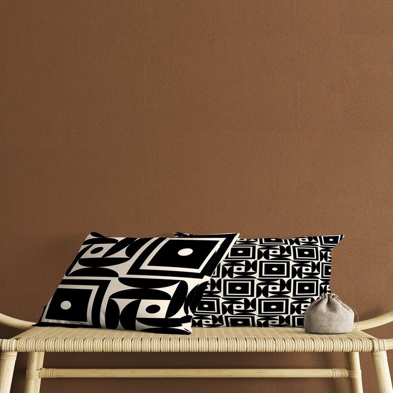 Black Motif Patterned Double-Sided Gift Decorative 2 Pcs Cushion Cover