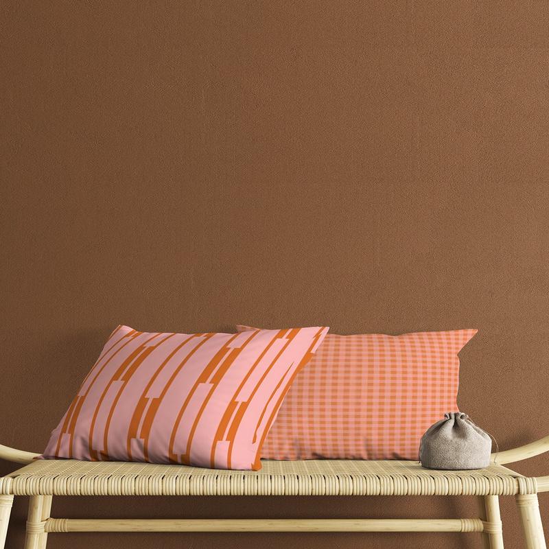 Pink Orange Striped Square Patterned Digital Print Double-Sided Gift 2 Pcs Cushion Cover