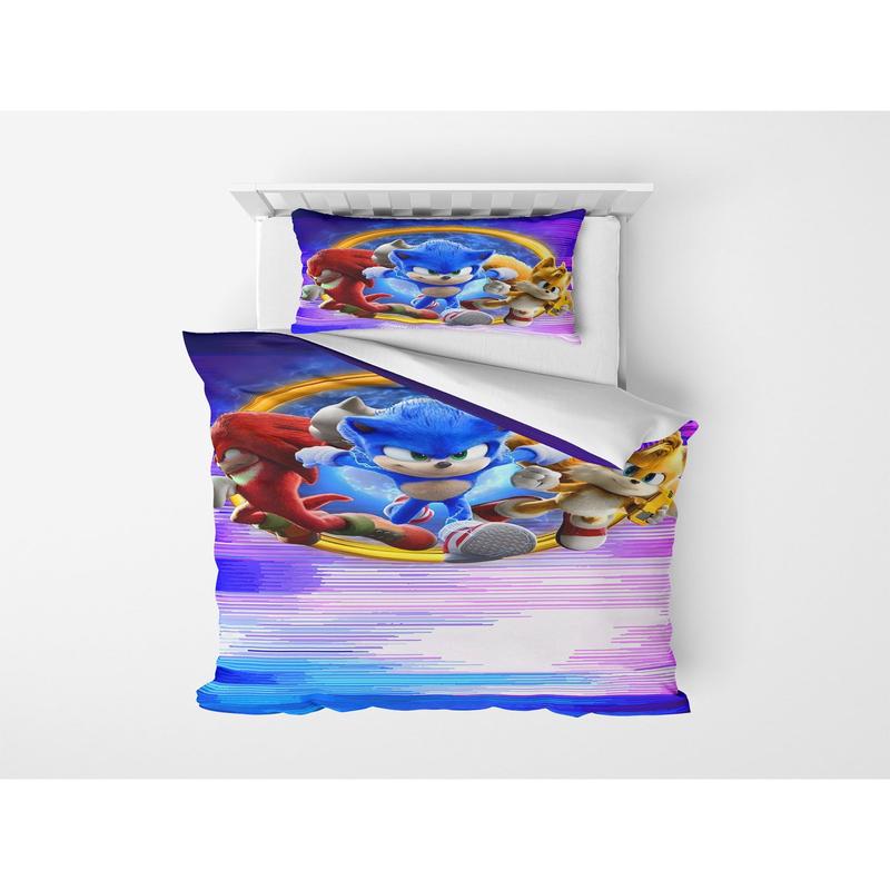 3D Digital Print Micro Satin Single Duvet Cover Set Sonic The Hedgehog Patterned