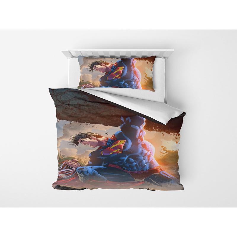 3D Digital Print Micro Satin Single Duvet Cover Set Superman Patterned